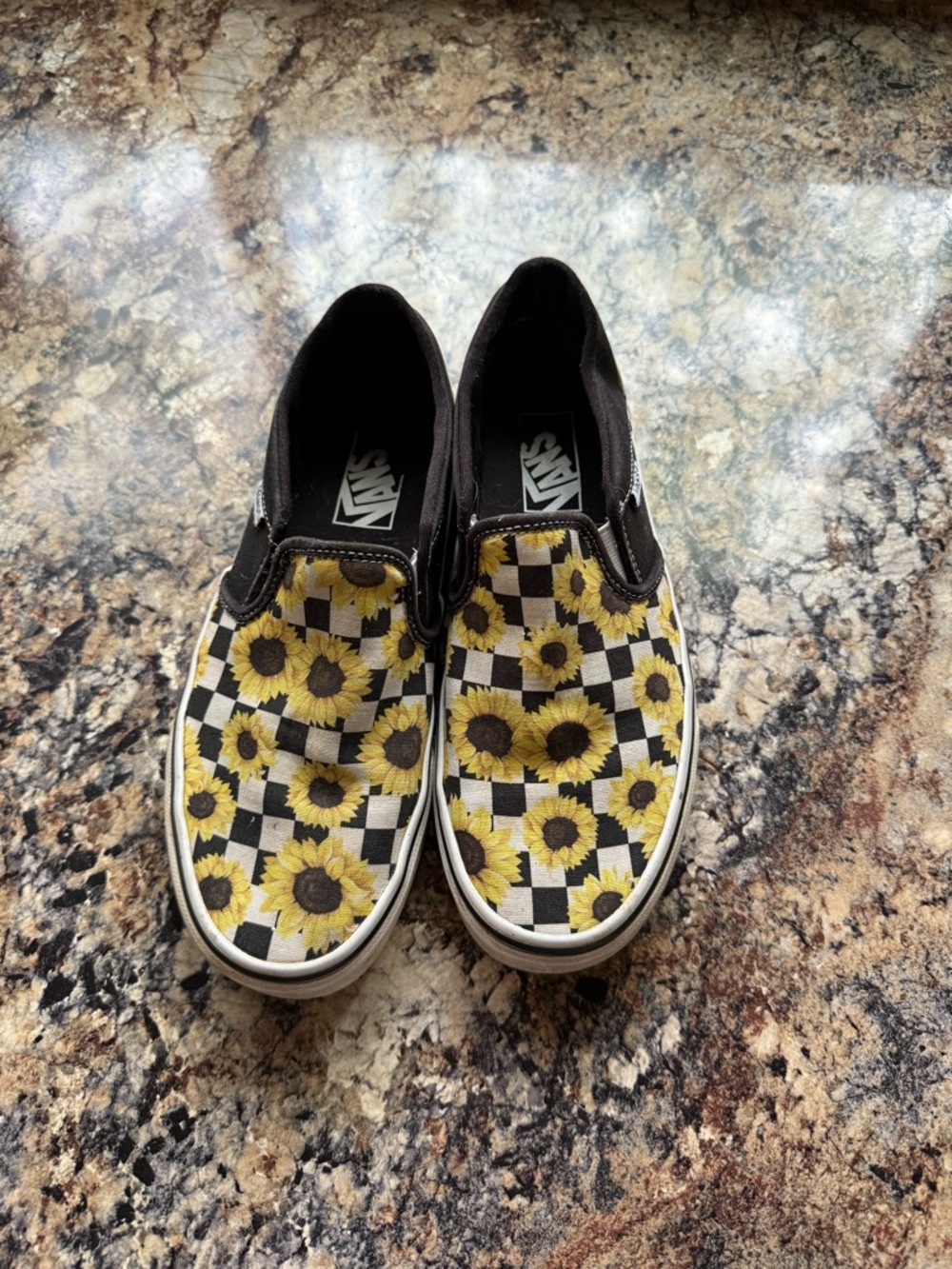 Vans Checkerboard Sunflower Slip-On Sneakers - Yellow/Black